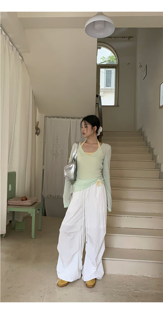 white wide-leg pants