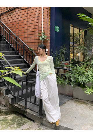 white wide-leg pants
