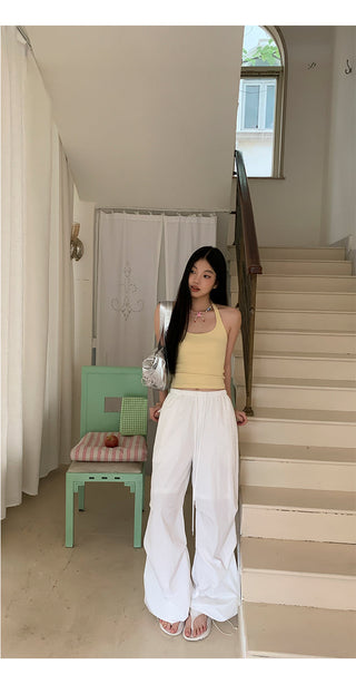 white wide-leg pants