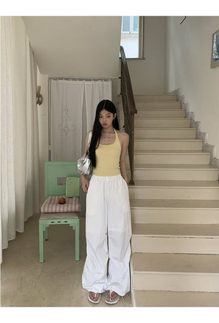 white wide-leg pants