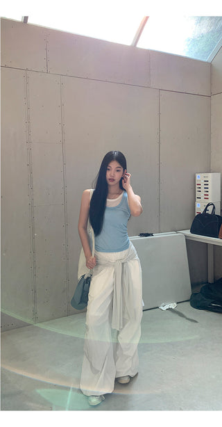 white wide-leg pants