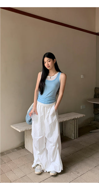 white wide-leg pants