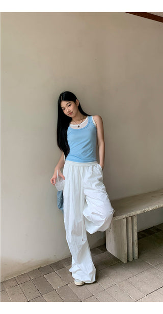 white wide-leg pants