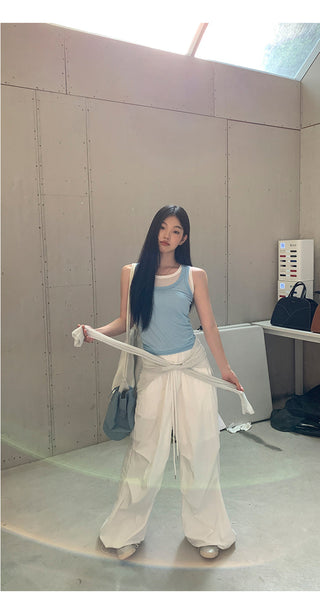 white wide-leg pants