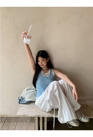 white wide-leg pants