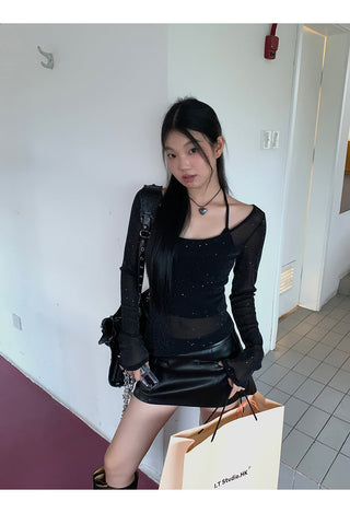 black leather skirt