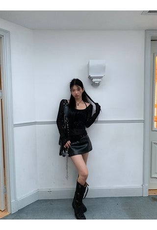black leather skirt