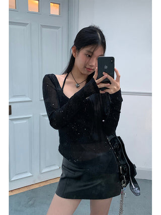 black leather skirt