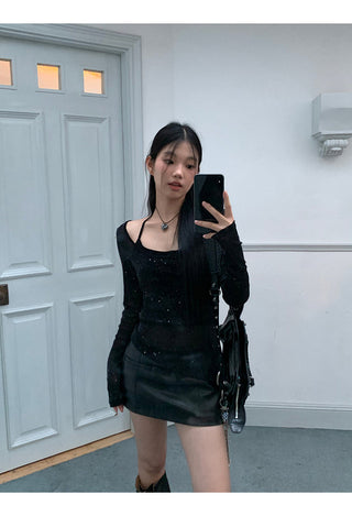 black leather skirt