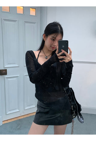 black leather skirt