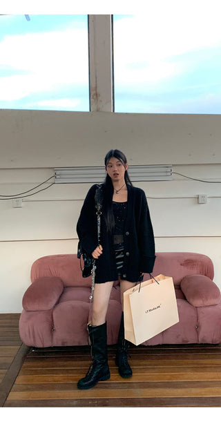 black leather skirt