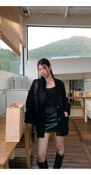 black leather skirt