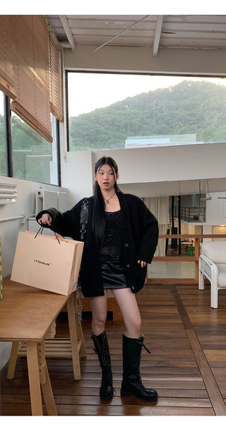 black leather skirt