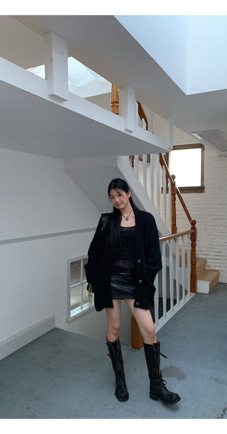 black leather skirt
