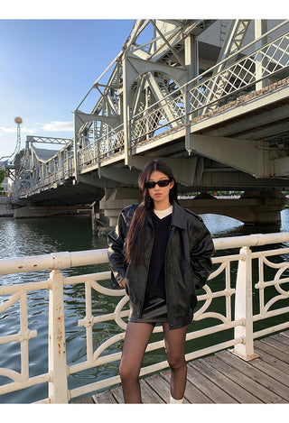 black leather skirt