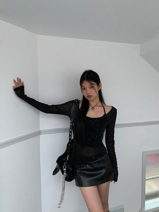 black leather skirt