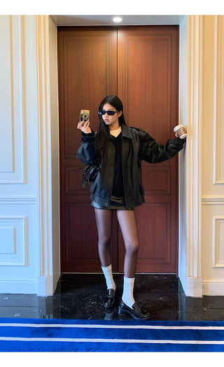 black leather skirt