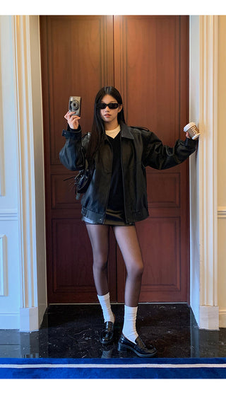 black leather skirt