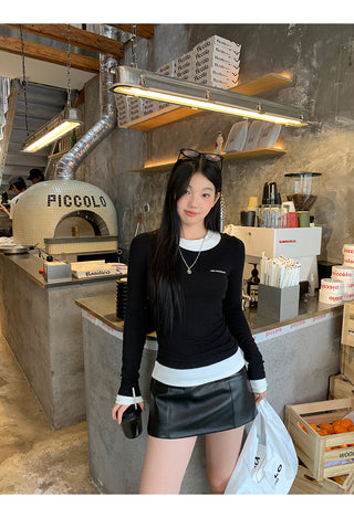 black leather skirt