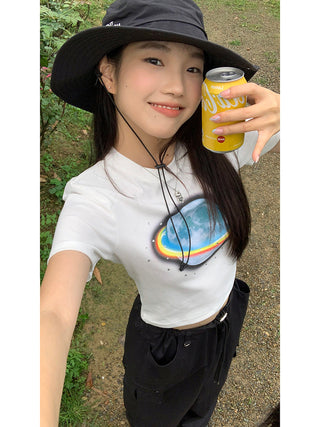 white retro tee tops