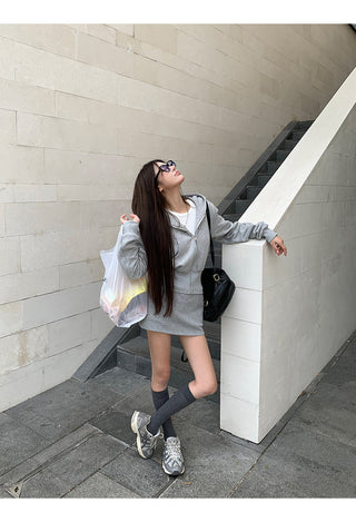 gray hoodie suit set