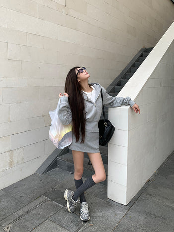 gray hoodie suit set