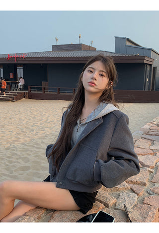 gray hoodie suit set