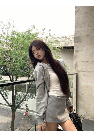gray hoodie suit set