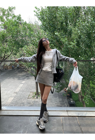 gray hoodie suit set