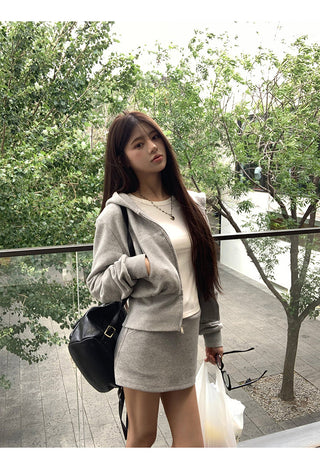 gray hoodie suit set
