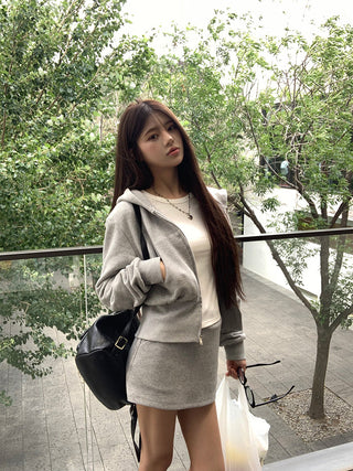 gray hoodie suit set