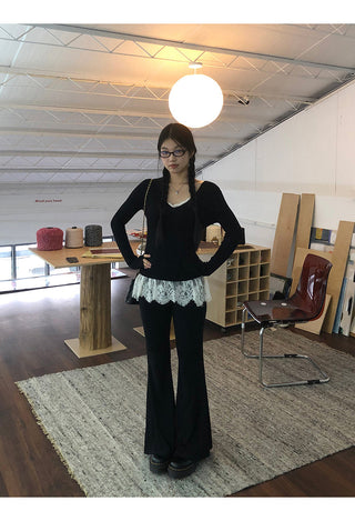 black V-neck sweater 01