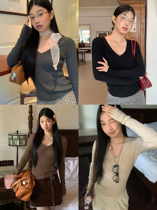 black V-neck sweater 01