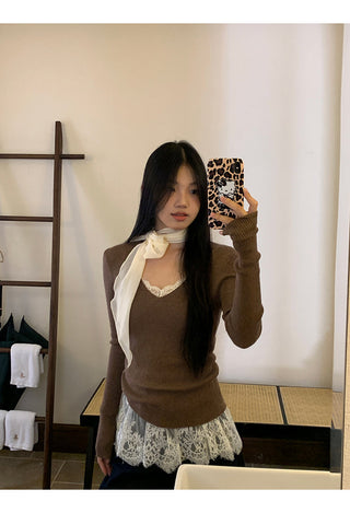 black V-neck sweater 01