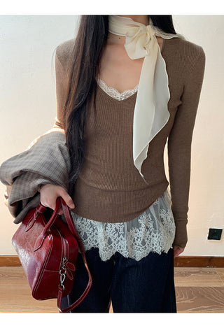 black V-neck sweater 01