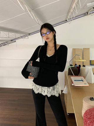 black V-neck sweater 01