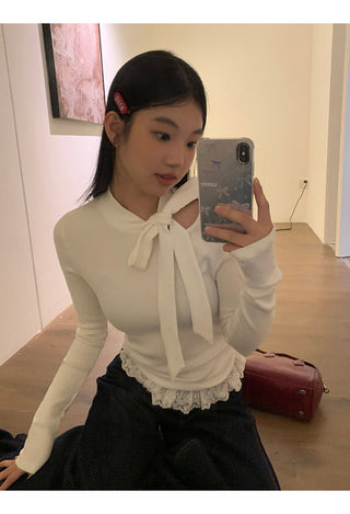 white long sleeve top