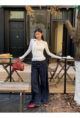 white long sleeve top