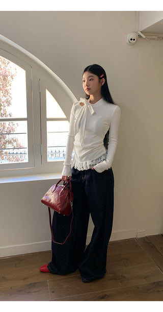 white long sleeve top