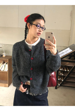 gray knitted cardigan