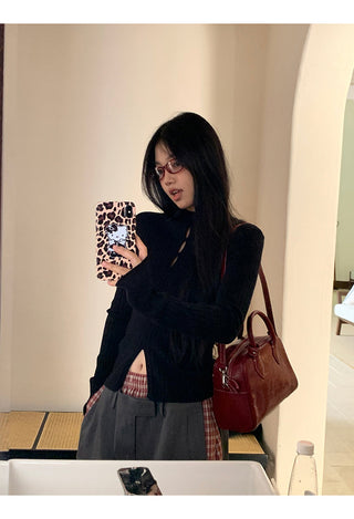 black turtleneck sweater