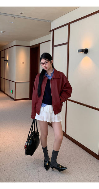 blue knitted bottoming shirt