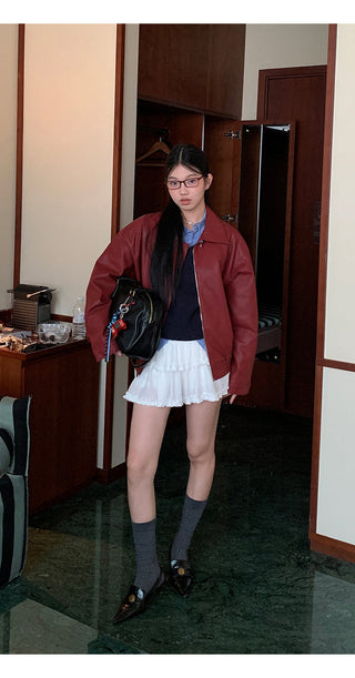 blue knitted bottoming shirt