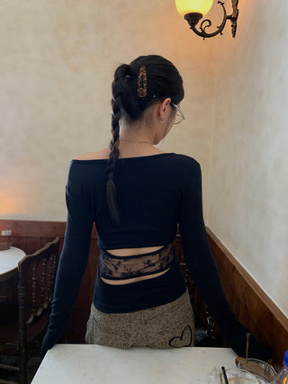 black off-shoulder top