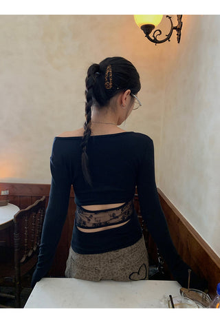 black off-shoulder top