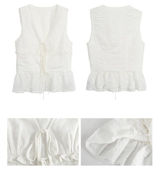 white lace vest top