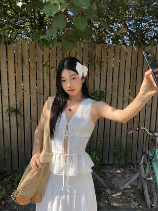 white lace vest top