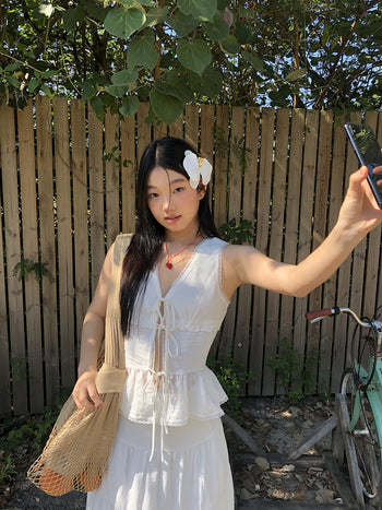 white lace vest top