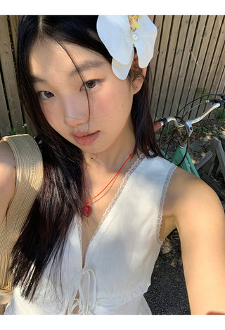 white lace vest top