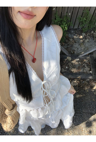 white lace vest top